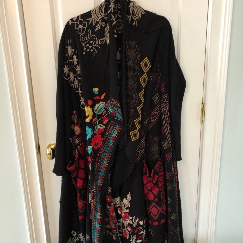 Johnny Was Biya Patchwork Duster Kimono Sweater
